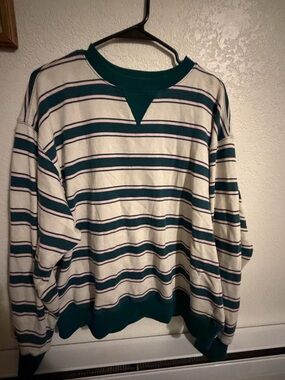 Grey bandit striped oversized crewneck